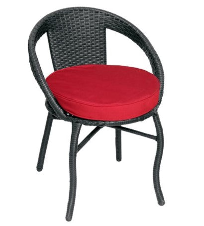 Black Patio Set with Red Polyester Cushions - 3-Piece Set