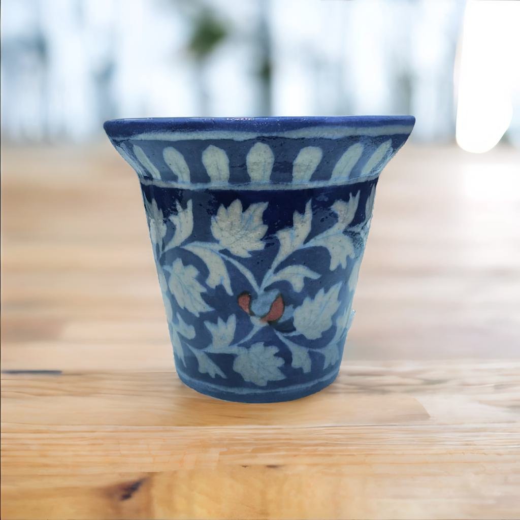 Blue Pottery Handcrafted Floral Planter Vase