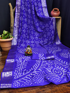 Bandhej Bandhani saree with zari weaving work