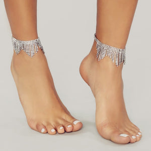 Tassel full diamond foot chain