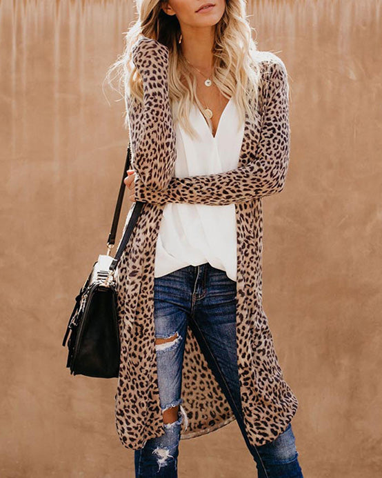 Camouflage cardigan long coat