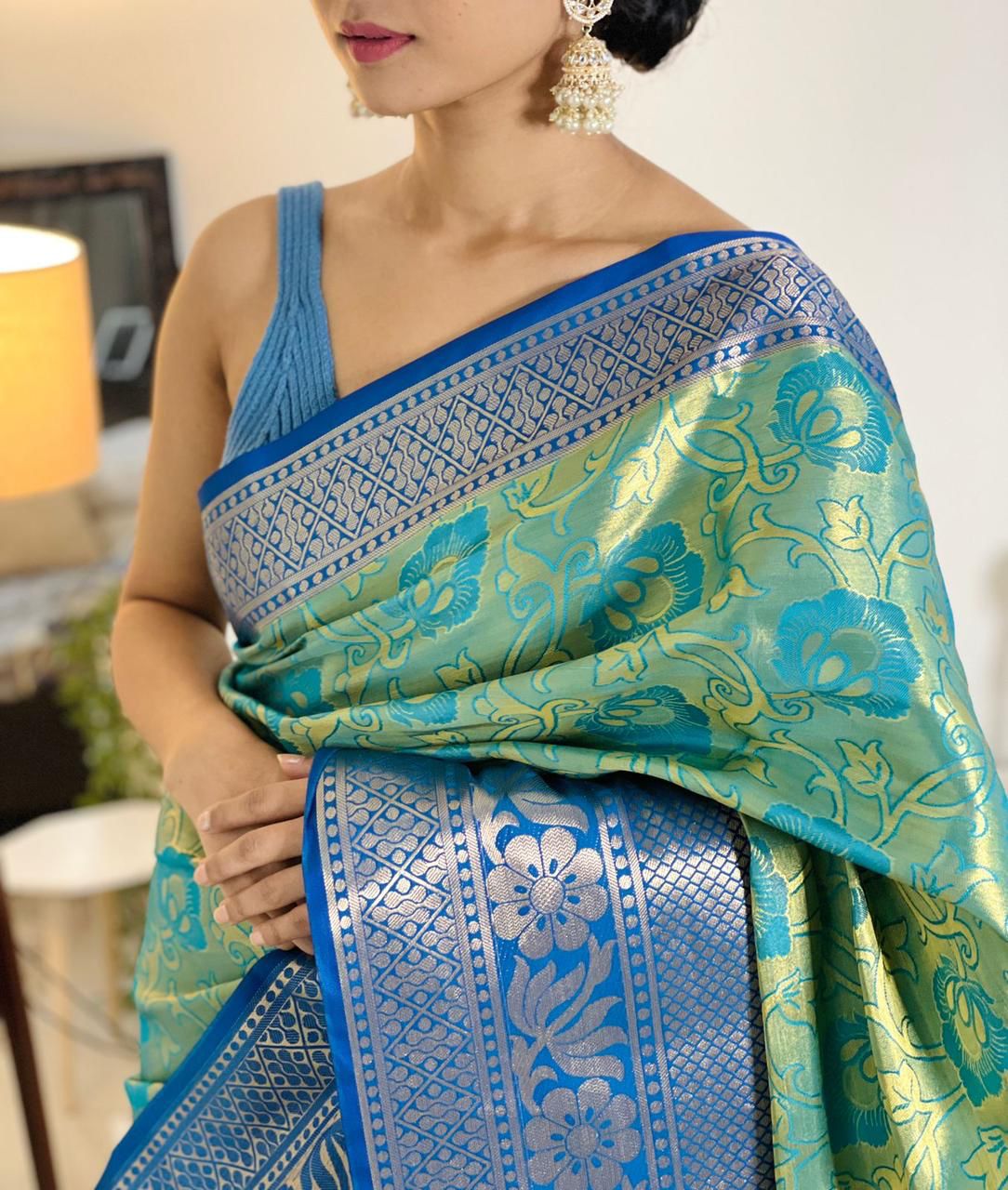 Banarsi Dharmavaram Soft Silk Saree with Pallu