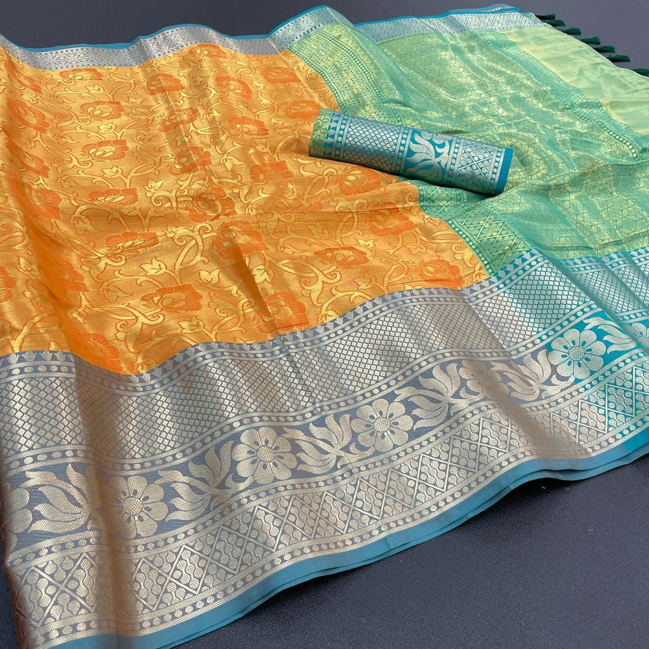 Banarsi Dharmavaram Soft Silk Saree with Pallu