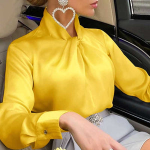 Elegant Satin Womens Blouses - Long Sleeves