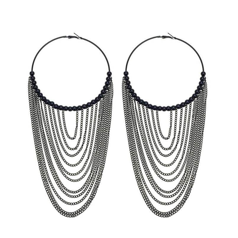 Buy MS Fashion India Muskan Fancy German Silver Afghani Beaded Chandbali Hoop  Earrings Online at Best Price | Distacart