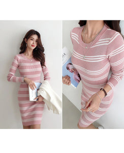 Jersey Dress - Women Retro Striped