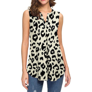 Leopard Blouse Shirt V-Neck Tops T-shirt Weekender