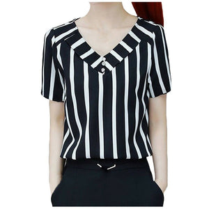 Stripe Print Tops - Short Sleeves