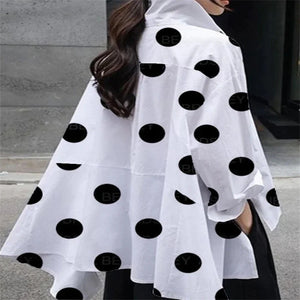 Long Sleeve Polka Dot Chiffon Shirt