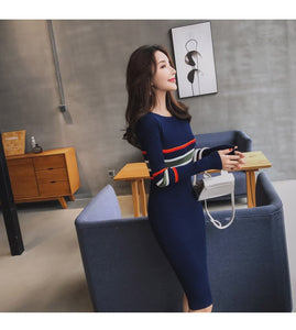 Women Knitted Dresses - Long Sleeve