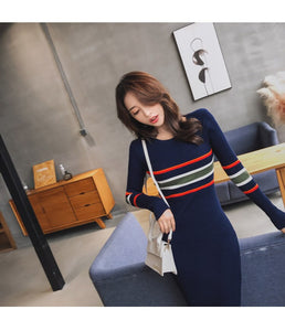 Women Knitted Dresses - Long Sleeve