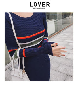 Women Knitted Dresses - Long Sleeve