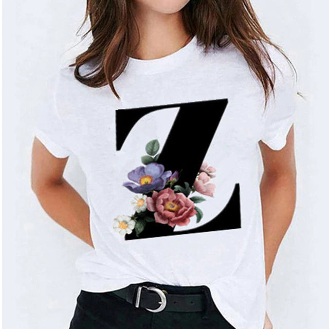 Women Printed Round Neck White T-Shirt