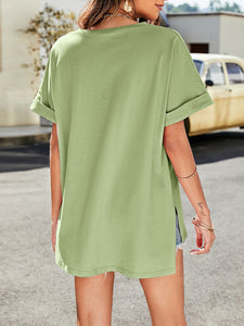Women's Solid Color V-neck Shirt Top