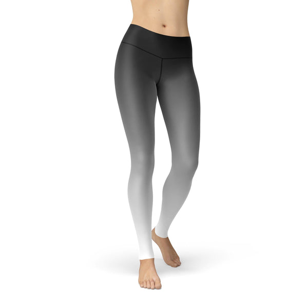 Zyia Active Leggings Womens 8 10 Black Grey White Ombré Pebbled